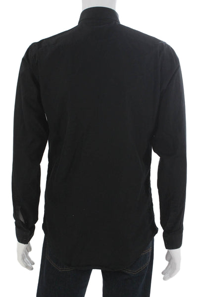 Dior Mens Long Sleeves Button Down Shirt Black Cotton Size 39