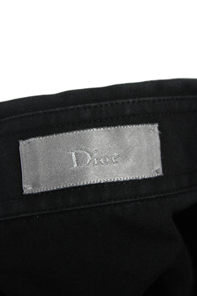 Dior Mens Long Sleeves Button Down Shirt Black Cotton Size 39