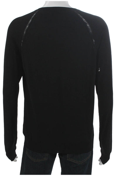 Dior Mens Black Wool V Neck Pullover Sweater Long Sleeve Size M