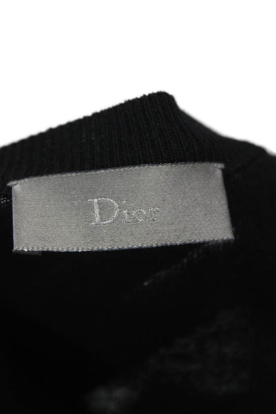 Dior Mens Black Wool V Neck Pullover Sweater Long Sleeve Size M