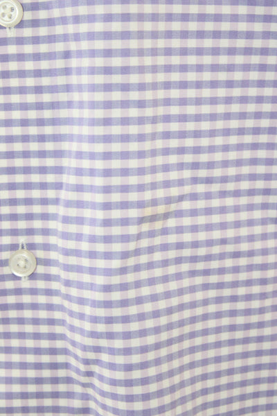 Banana Republic Mens Cotton Checkered Long Sleeve Button Up Shirt Purple Size M