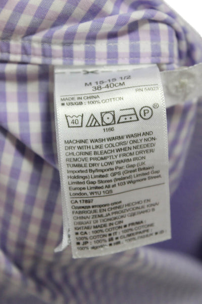 Banana Republic Mens Cotton Checkered Long Sleeve Button Up Shirt Purple Size M