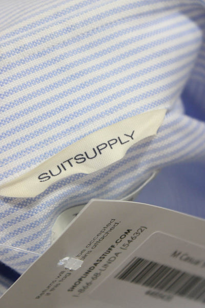 Suit Supply Mens Cotton Striped Long Sleeve Button Up Shirt Blue Size 42/16.5