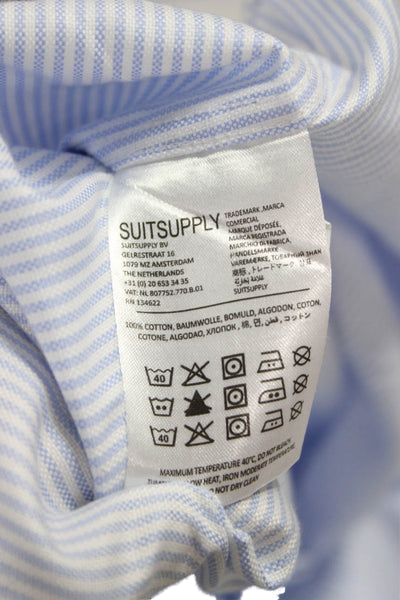 Suit Supply Mens Cotton Striped Long Sleeve Button Up Shirt Blue Size 42/16.5