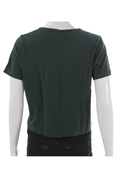 Madewell Womens Cropped Green Cotton Crewneck Short Sleeve T-Shirt Size S