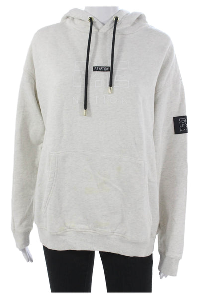 PE Nation Womens Pullover Gray Organic Cotton Crew Neck Long Sleeve Size XS