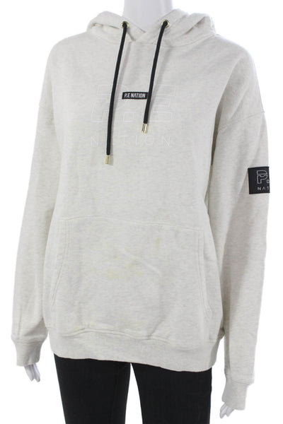 PE Nation Womens Pullover Gray Organic Cotton Crew Neck Long Sleeve Size XS