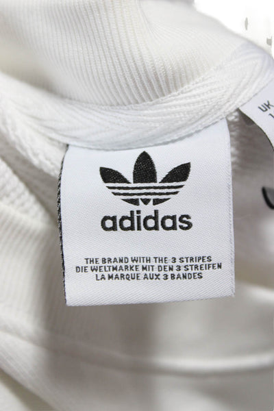 Adidas Women Pullover Sweatshirt White Cotton Crew Neck Long Sleeve Size M