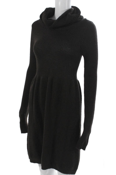 Vince Womens Sweater Dress Brown Wool Cowl Neck Long-Sleeve Size XS
