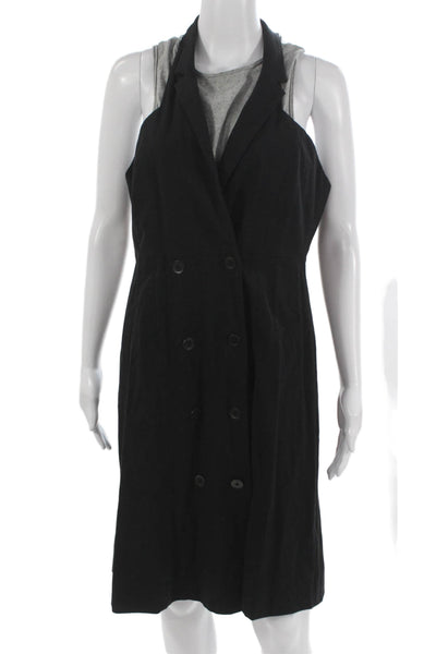 Maeve Anthropologie Womens Jacket Dress Black Collared Midi Size 8