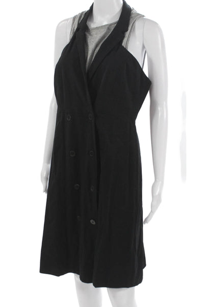 Maeve Anthropologie Womens Jacket Dress Black Collared Midi Size 8
