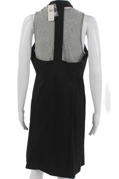 Maeve Anthropologie Womens Jacket Dress Black Collared Midi Size 8