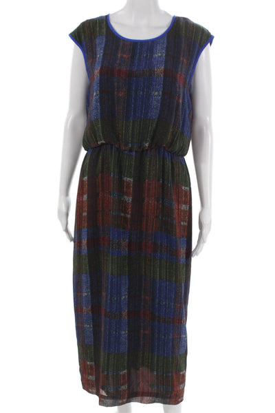 HD In Paris Women Multicolor Blouson Dress Sleeveless Long Button Petite Size 10