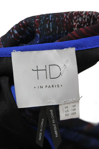 HD In Paris Women Multicolor Blouson Dress Sleeveless Long Button Petite Size 10