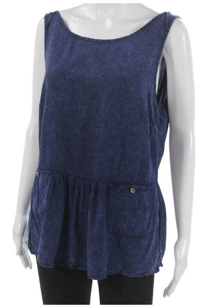 Saturday Sunday Anthropologie Womens Tunic Sleeveless Boatneck Rayon Blue Size S