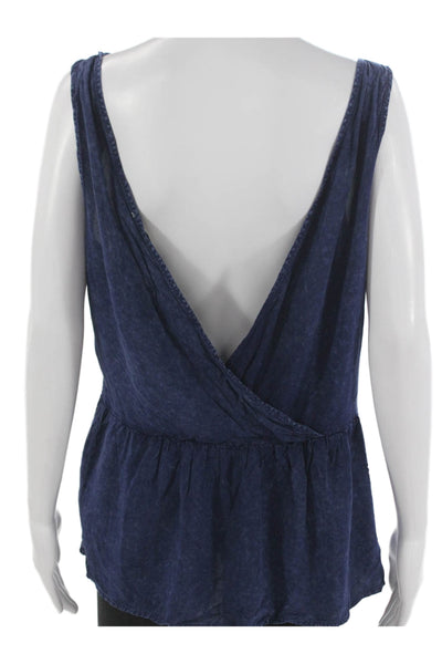 Saturday Sunday Anthropologie Womens Tunic Sleeveless Boatneck Rayon Blue Size S