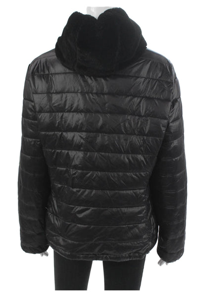 Andrew Marc Womens Puffer Jacket Black Zip Polyester Long Sleeve Size M
