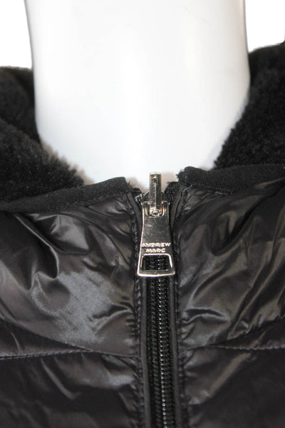 Andrew Marc Womens Puffer Jacket Black Zip Polyester Long Sleeve Size M