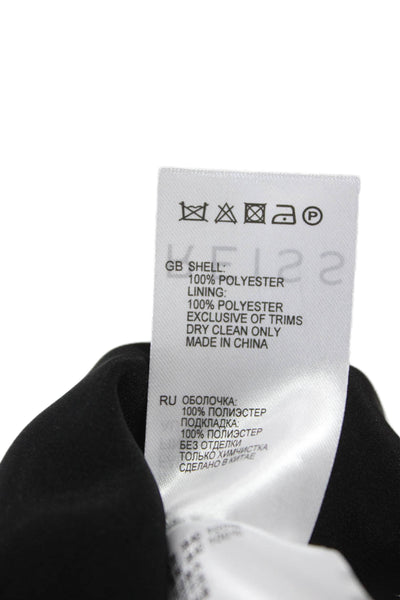 Reiss Women Black Geometric Collared Long Sleeve Shift Dress Zip Short Size 6