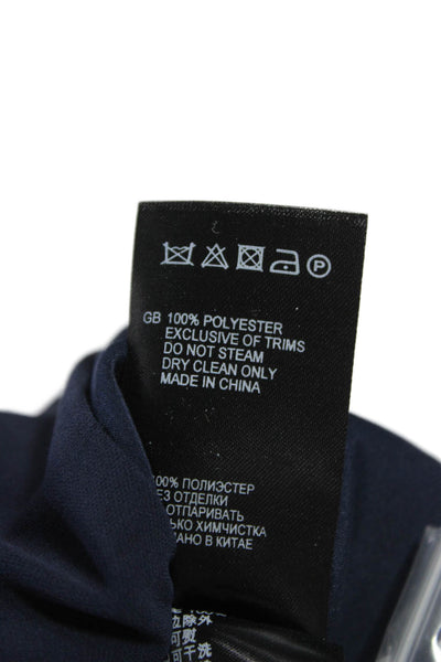Reiss Women Shift Dress Blue Long Sleeve High Neck Mid Calf Polyester Size 4