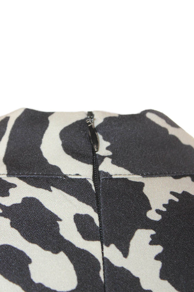 Harper Women Shift Dress Black Animal Print High Neck Long Sleeve Size S