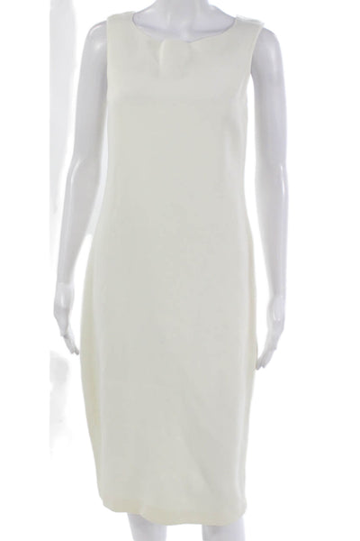 Zara Knit Women Sheath Dress Ivory Sleeveless Boat Neck Viscose Size M