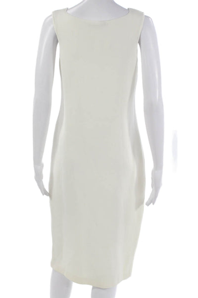 Zara Knit Women Sheath Dress Ivory Sleeveless Boat Neck Viscose Size M