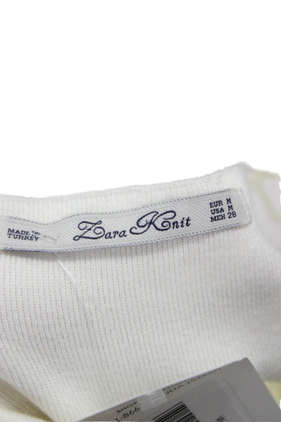 Zara Knit Women Sheath Dress Ivory Sleeveless Boat Neck Viscose Size M