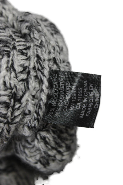360 Cashmere Women Gray Geometric Wool Turtleneck Cape Sweater Size S