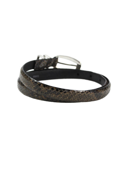 Brighton Womens Embosses Leather Frame Buckle Skinny Belt Brown Size M