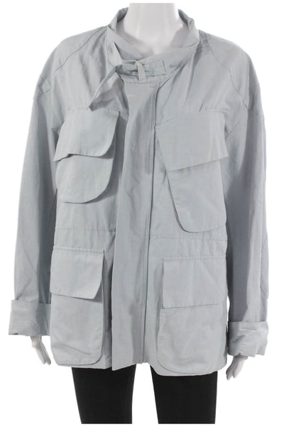 Marni Women Military Jacket Gray Buckle Solid Long Sleeve Summer Size M