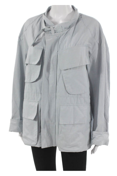 Marni Women Military Jacket Gray Buckle Solid Long Sleeve Summer Size M