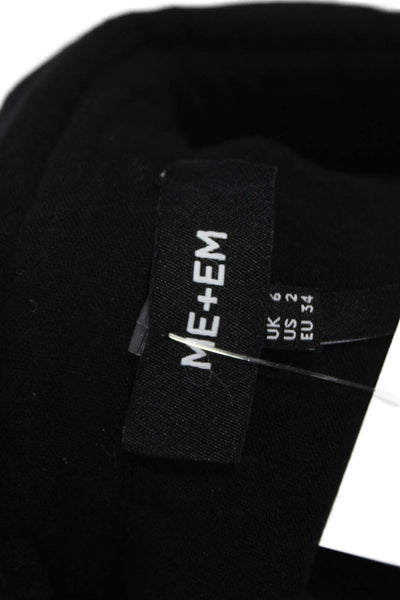 Me + Em Womens Black Cotton Shirt Dress Collared Short Sleeve Long Size 2