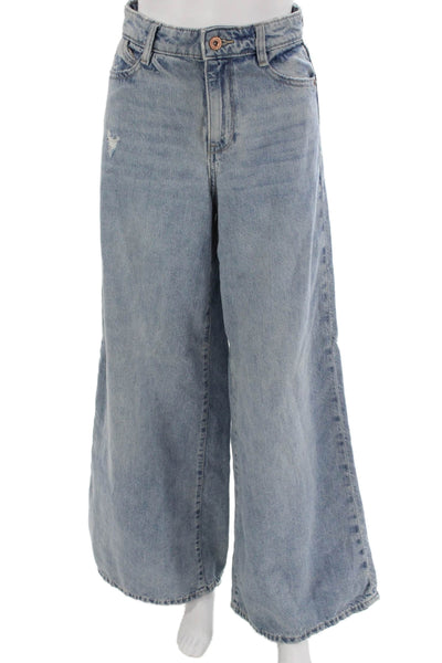 Zara Womens Wide-Leg Jeans Blue Cotton Size 0