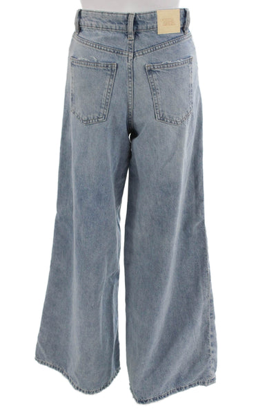 Zara Womens Wide-Leg Jeans Blue Cotton Size 0