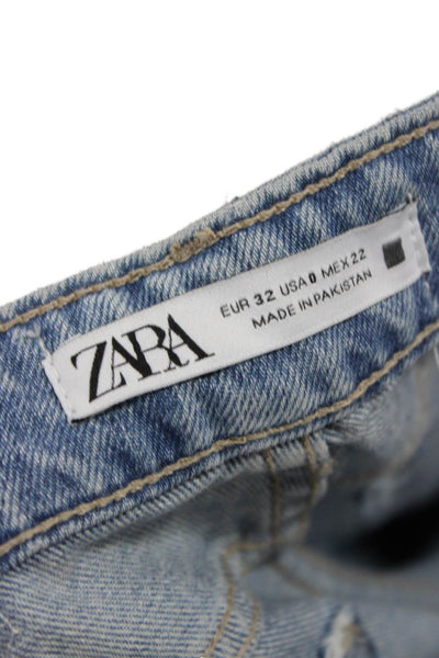 Zara Womens Wide-Leg Jeans Blue Cotton Size 0