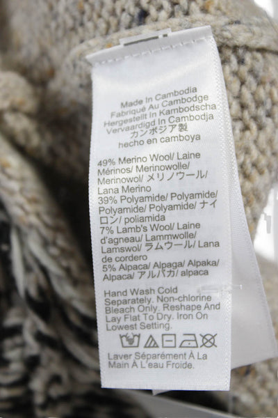 J Crew Women Pullover Merino Wool Fair Isle Mock Neck Long Sleeve Beige Size XS