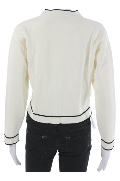 MNG Womens Pullover Striped Mock Neck Viscose Long Sleeve Ivory Size XS