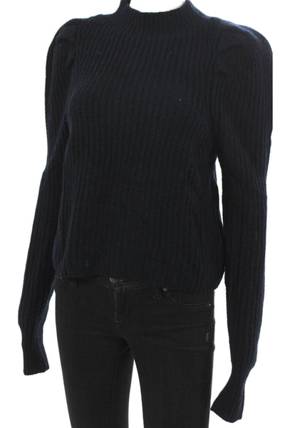 Autumn Cashmere Women Blue Mock Neck Pullover Sweater Long Sleeve Size XS