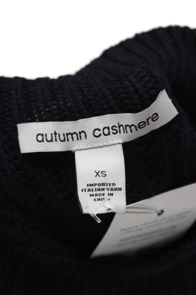 Autumn Cashmere Women Blue Mock Neck Pullover Sweater Long Sleeve Size XS