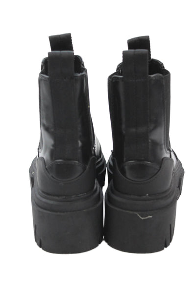 Zara Womens Leather Stretch Inset Pull On Ankle Boots Black Size 37 7