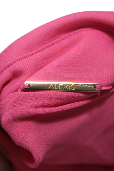 Alexis Womens Collared Button Long Sleeve Blouse Pink Polyester Size S