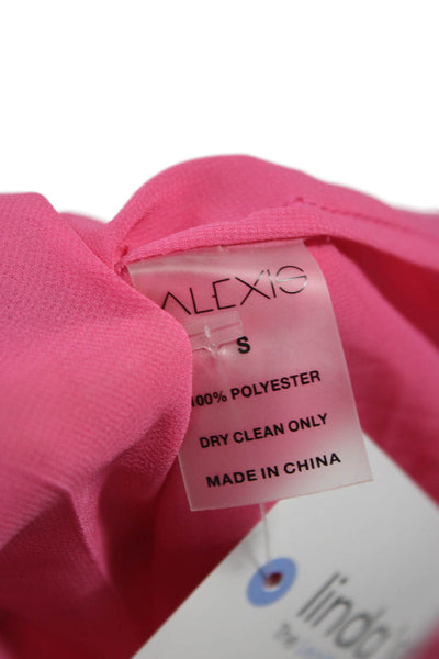 Alexis Womens Collared Button Long Sleeve Blouse Pink Polyester Size S
