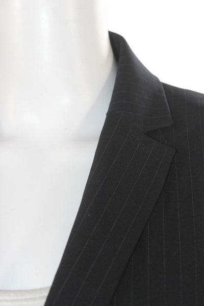 J Crew Womens Blue Pinstripe Wool Pant Suit Long Sleeve Buttoned Size 2