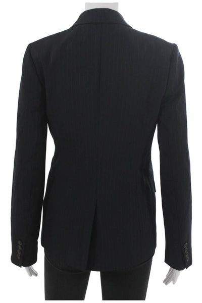 J Crew Womens Blue Pinstripe Wool Pant Suit Long Sleeve Buttoned Size 2