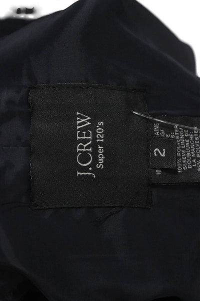 J Crew Womens Blue Pinstripe Wool Pant Suit Long Sleeve Buttoned Size 2
