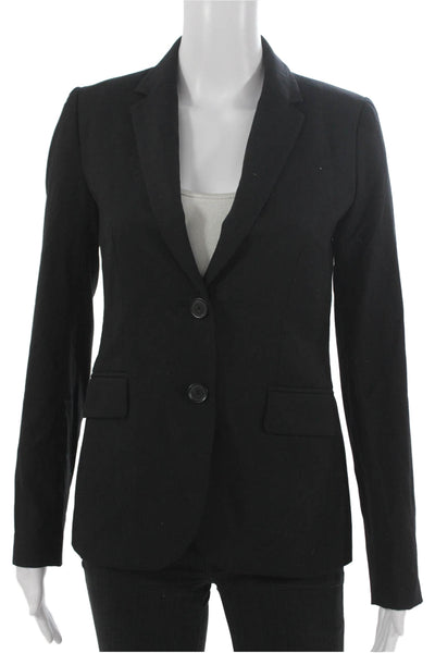 J Crew Women Wool Black Blazer Long Sleeve Buttoned Size 0