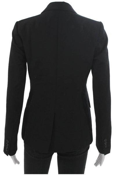 J Crew Women Wool Black Blazer Long Sleeve Buttoned Size 0