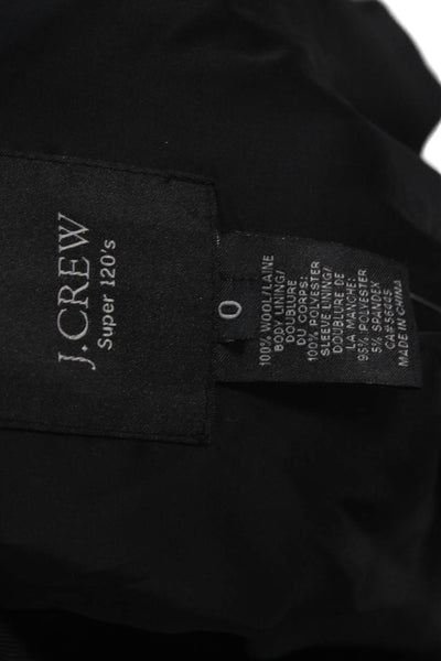 J Crew Women Wool Black Blazer Long Sleeve Buttoned Size 0