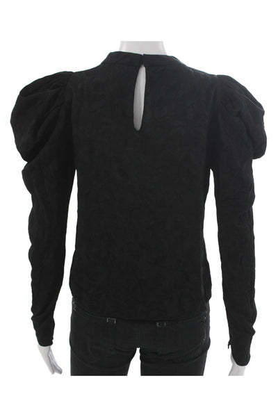Zara Women Basic High Neck Long Sleeve Black Blouse Polyester Size S